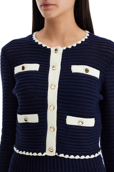 "cropped crochet cardigan for PF24 131J BL NAVY