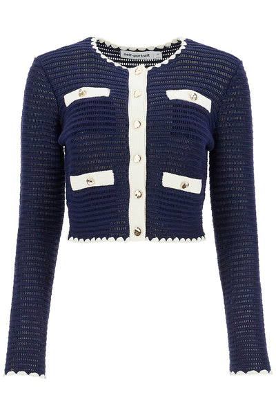 "cropped crochet cardigan for PF24 131J BL NAVY