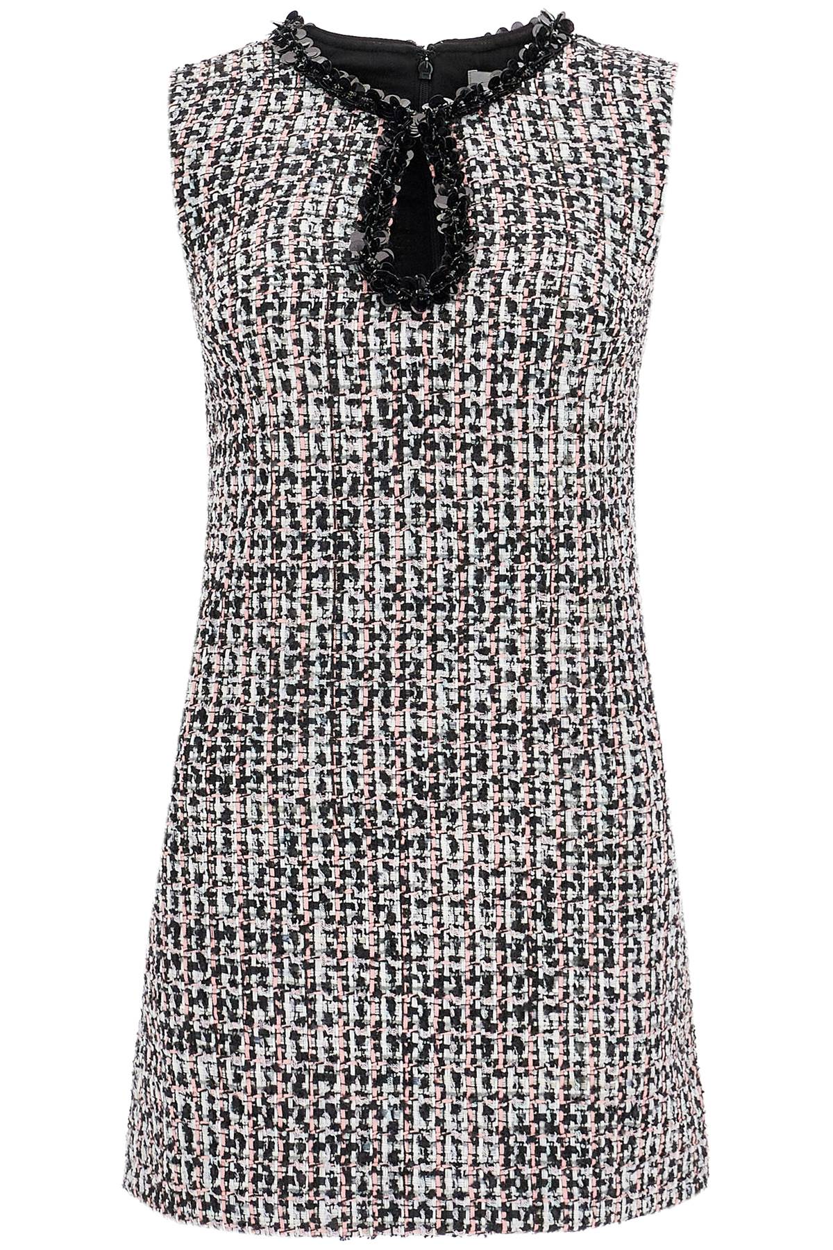 tweed bouclé mini dress with PF24 173S B BLACK