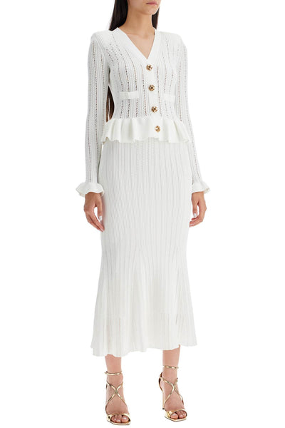 "pointelle knit midi dress in PF24 174M W WHITE