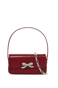 smooth leather baguette handbag PF24 309 R BURGUNDY