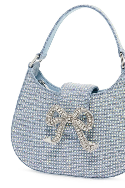 mini crescent denim bag with rhinestones PF24 322S MU BLUE