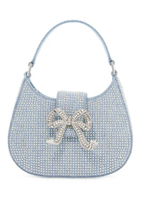 mini crescent denim bag with rhinestones PF24 322S MU BLUE