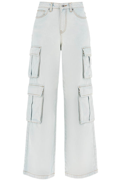 washed denim cargo jeans in PF24 802P W WHITE