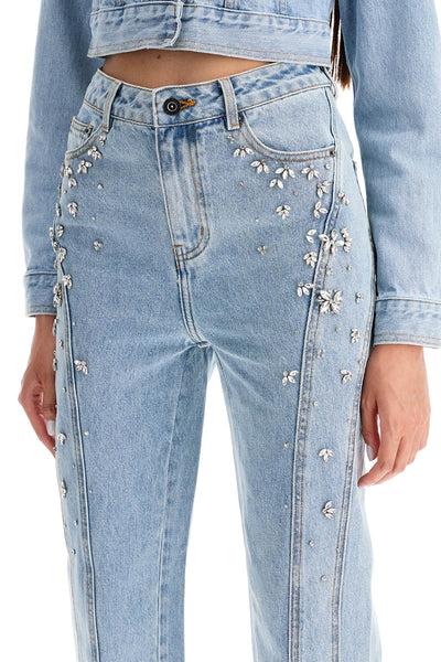 straight jeans with crystals PF24 829P BL LIGHT BLUE