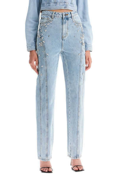 straight jeans with crystals PF24 829P BL LIGHT BLUE