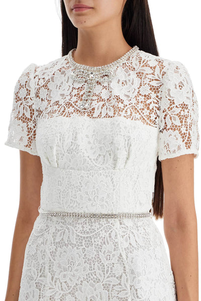 short floral lace sheath dress PF24 946S W WHITE