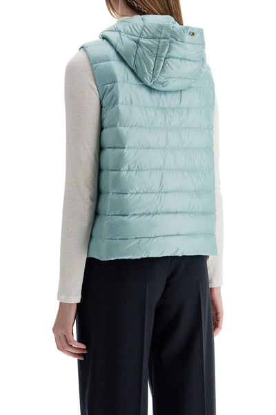 light blue quilted nylon gilet with hood PI002007D 12017Z AZZURRO NUVOLATO