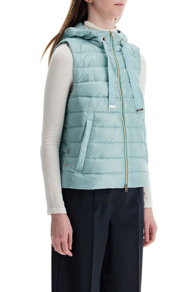 light blue quilted nylon gilet with hood PI002007D 12017Z AZZURRO NUVOLATO