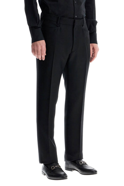 regular fit black wool and silk trousers PLPW01 WMS32 BLACK