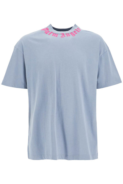 crewneck t-shirt with logo PMAA001F24JER007 LIGHT GREY FUCHSIA