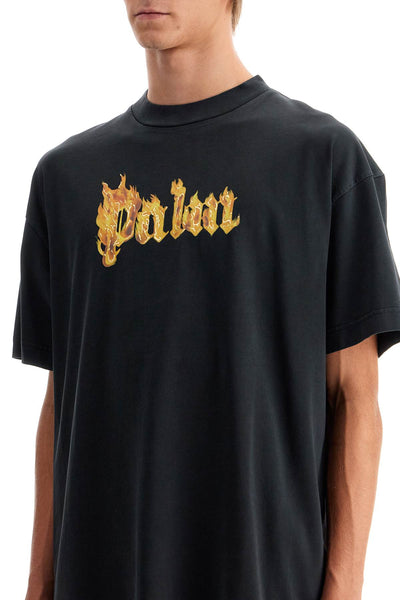 "burning logo t-shirt PMAA001F24JER009 BLACK GOLD