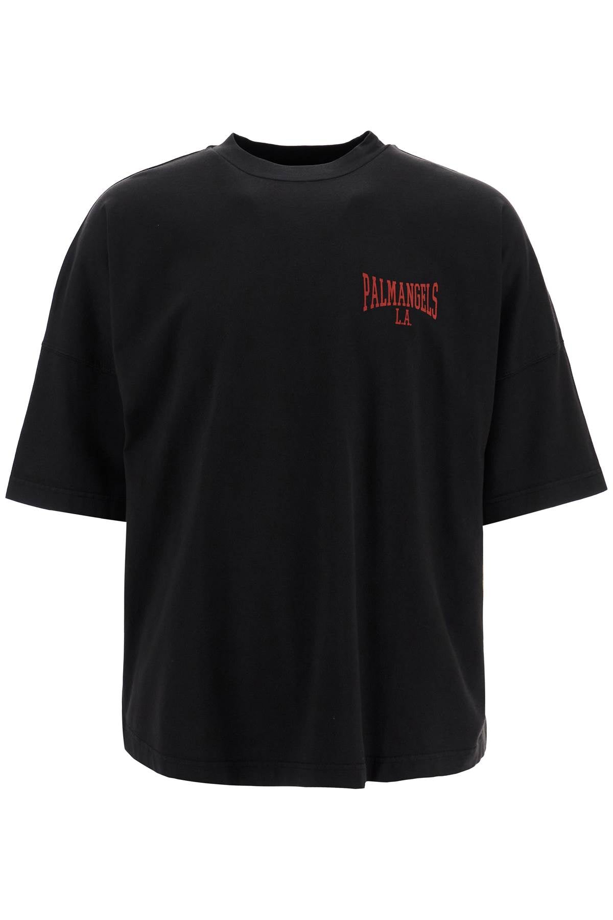 college t-shirt PMAA002F24JER010 BLACK DARK RED