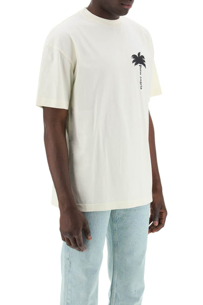 palm tree graphic t PMAA072S24JER001 OFF WHITE BLACK