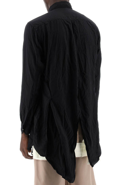 Comme des garcons homme plus maxi shirt with asymmetrical hem PM B021 BLACK
