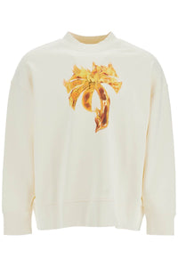 "burning palm oversized sweat PMBA026F24FLE010 OFF WHITE GOLD