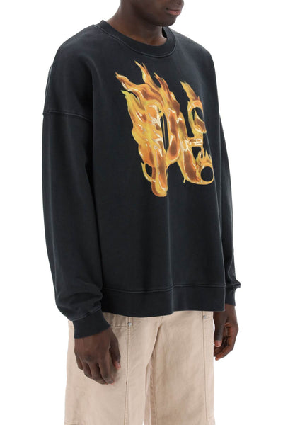 "burning monogram crewneck PMBA074R24FLE004 BLACK GOLD