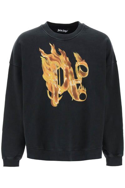 "burning monogram crewneck PMBA074R24FLE004 BLACK GOLD