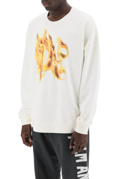 "burning monogram crewneck PMBA074R24FLE004 OFF WHITE GOLD