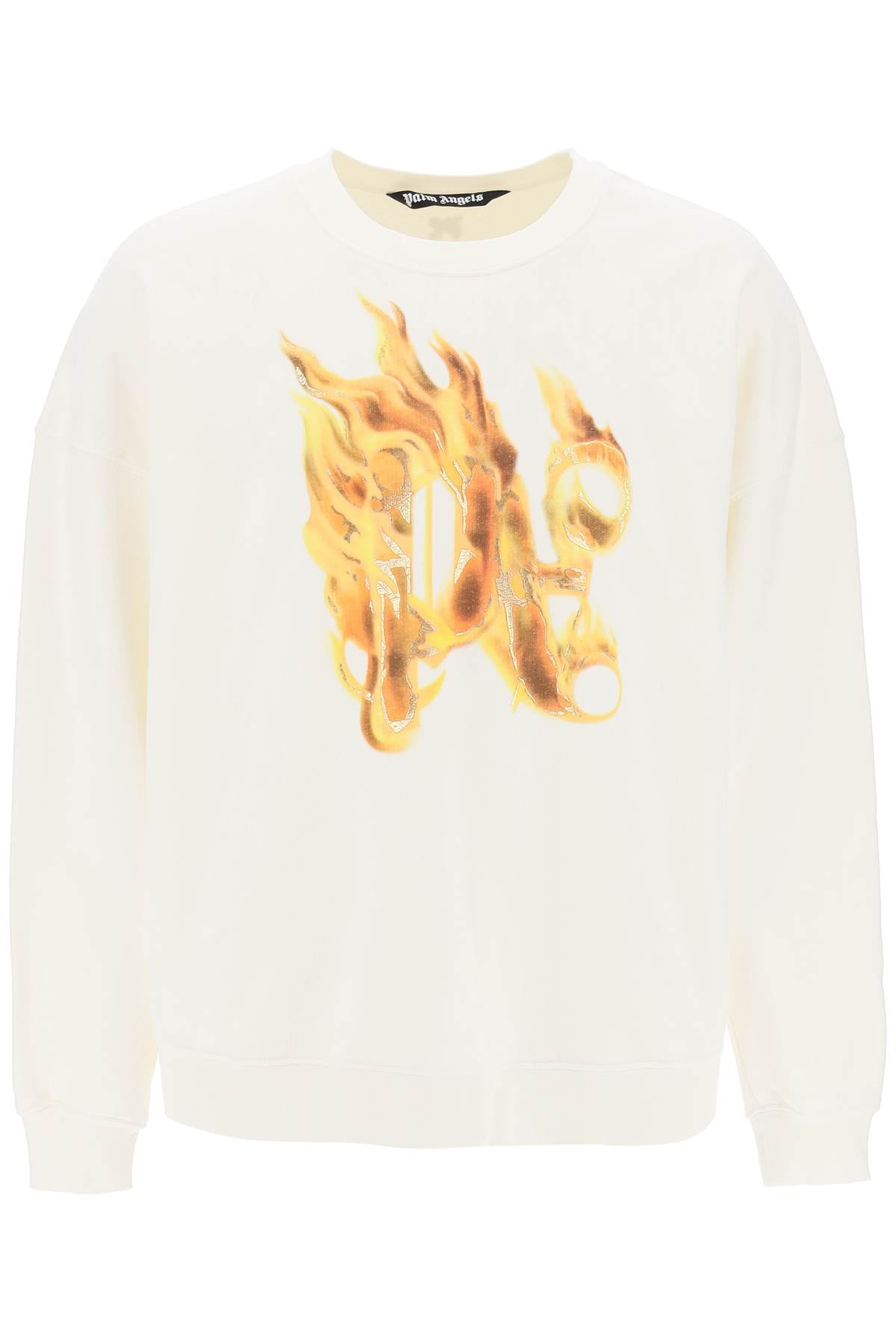 "burning monogram crewneck PMBA074R24FLE004 OFF WHITE GOLD