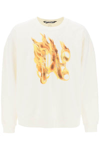 "burning monogram crewneck PMBA074R24FLE004 OFF WHITE GOLD