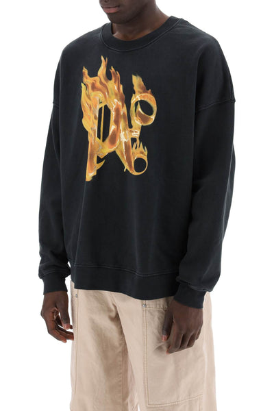 "burning monogram crewneck PMBA074R24FLE004 BLACK GOLD