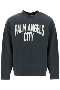 pa city crewneck sweatshirt PMBA074R24FLE012 DARK GREY WHITE