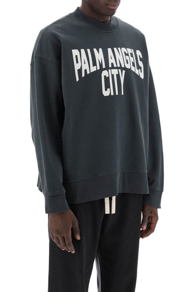 pa city crewneck sweatshirt PMBA074R24FLE012 DARK GREY WHITE