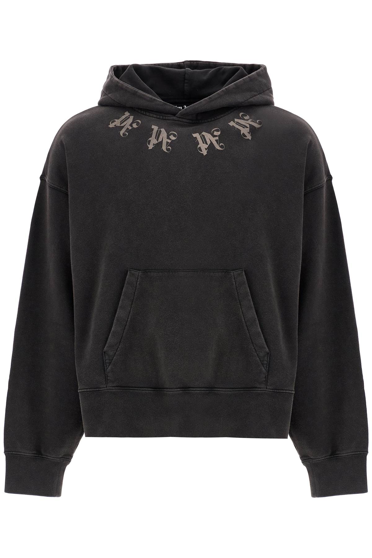 statement monogram hooded sweatshirt PMBB058F24FLE002 BLACK GREY