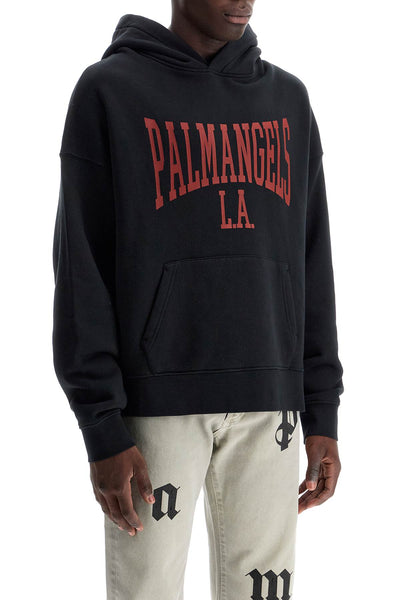 college hooded sweatshirt PMBB058F24FLE003 BLACK DARK RED