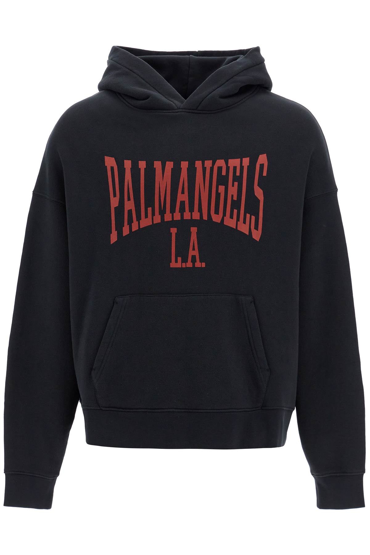 college hooded sweatshirt PMBB058F24FLE003 BLACK DARK RED