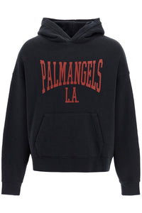 college hooded sweatshirt PMBB058F24FLE003 BLACK DARK RED