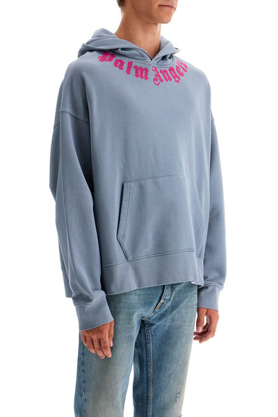 logoed boxy hoodie with hood PMBB058F24FLE004 LIGHT GREY FUCHSIA