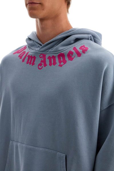 logoed boxy hoodie with hood PMBB058F24FLE004 LIGHT GREY FUCHSIA