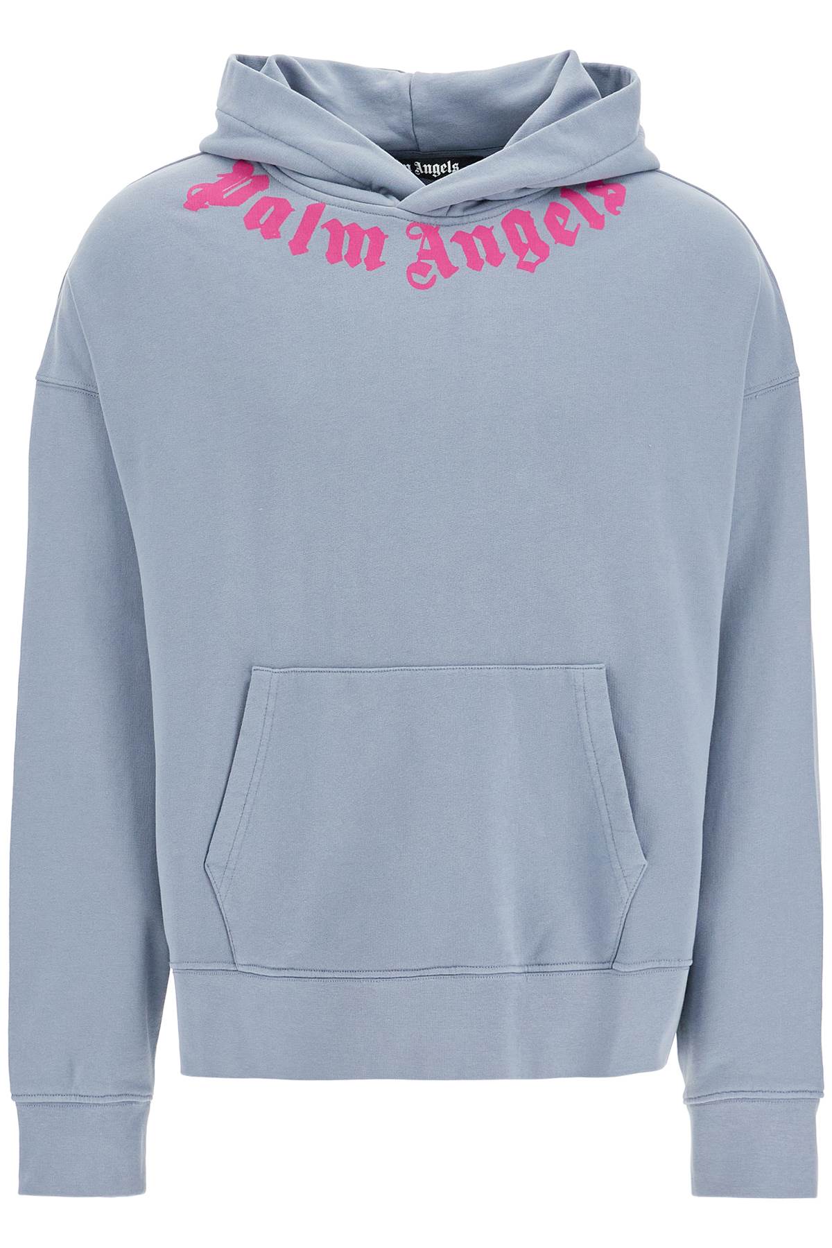 logoed boxy hoodie with hood PMBB058F24FLE004 LIGHT GREY FUCHSIA