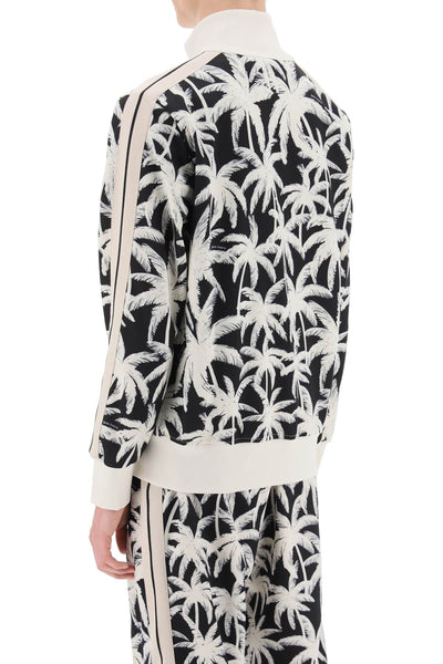 zip-up sweatshirt with palms print PMBD058R24FAB002 BLACK OFF WHITE