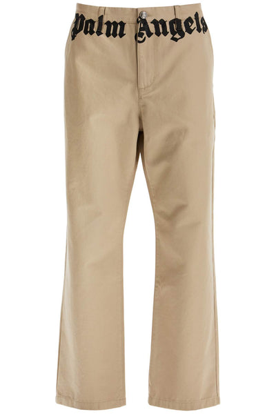 chino pants with logo branding PMCG005F24FAB001 HAZELNUT OFF WHITE