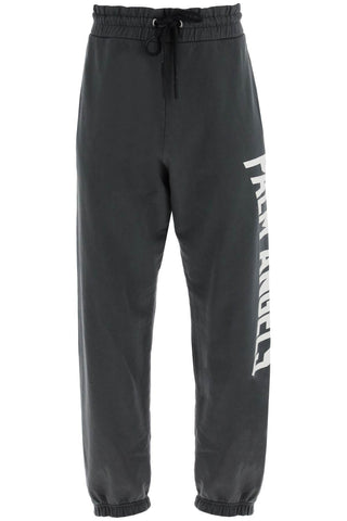 jogger pants with oversized logo PMCH011R24FLE004 DARK GREY WHITE