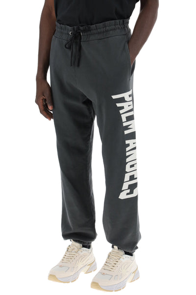 jogger pants with oversized logo PMCH011R24FLE004 DARK GREY WHITE