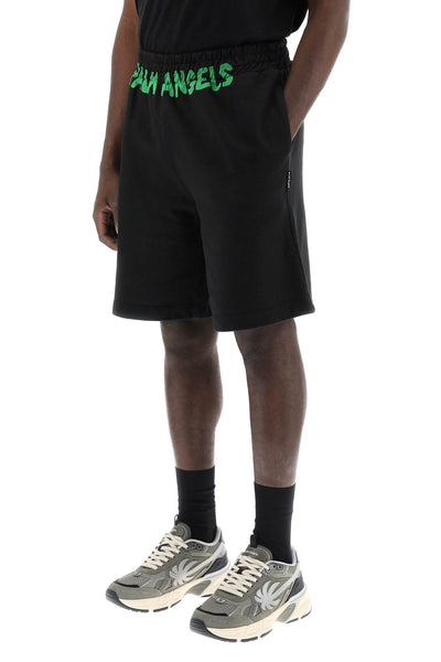 sporty bermuda shorts with logo PMCI010S24FLE002 BLACK GREEN FLUO