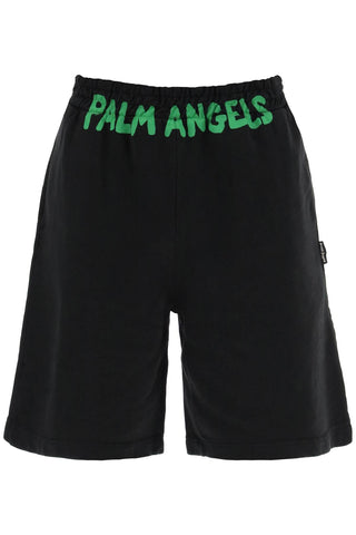 sporty bermuda shorts with logo PMCI010S24FLE002 BLACK GREEN FLUO