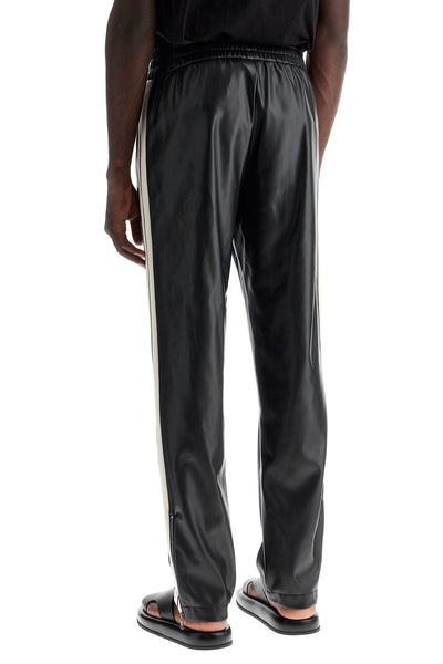 faux leather joggers with side stripes PMCJ020F24FAB001 BLACK OFF WHITE