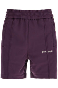 "contrast band track bermuda shorts with PMCL004F24FAB002 DARK PURPLE OFF WHITE