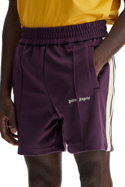 "contrast band track bermuda shorts with PMCL004F24FAB002 DARK PURPLE OFF WHITE