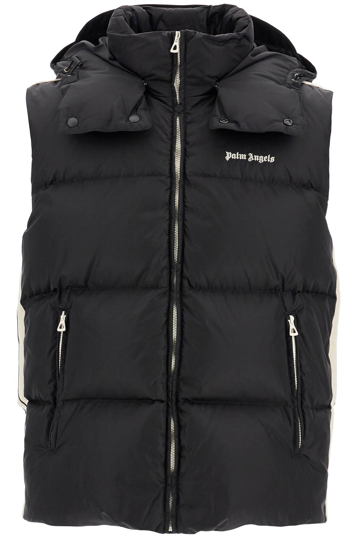 sleeveless down jacket with contrasting PMED029C99FAB001 BLACK OFF WHITE