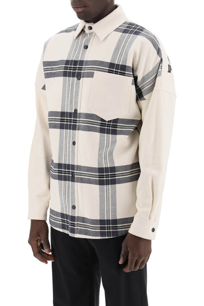 "plaid overshirt with embroidered logo PMES002R24FAB001 OFF WHITE ANTH