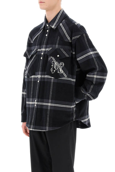 check flannel overshirt PMES023R24FAB001 ANTHRACITE OFF