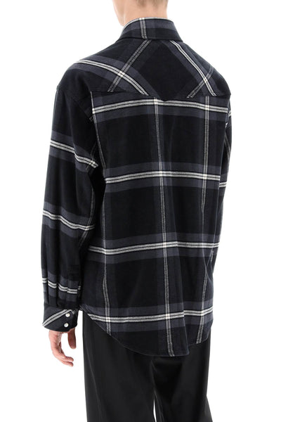 check flannel overshirt PMES023R24FAB001 ANTHRACITE OFF