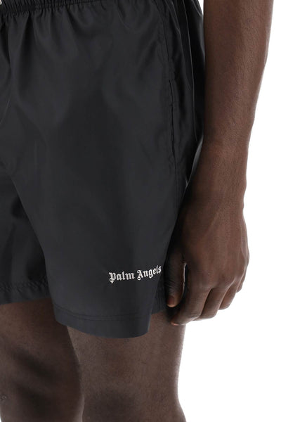 embroidered logo sea bermuda shorts PMFD002S24FAB001 BLACK OFF WHITE