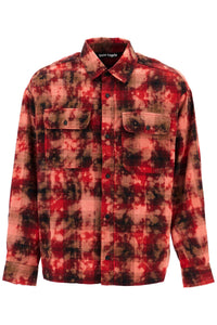 "flannel shirt with curved logo PMGE043F24FAB001 RED OFF WHITE